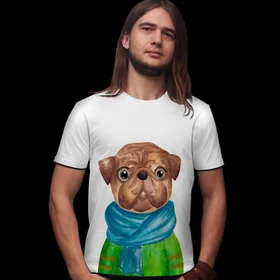 Футболки с полной запечаткой: мопс 2